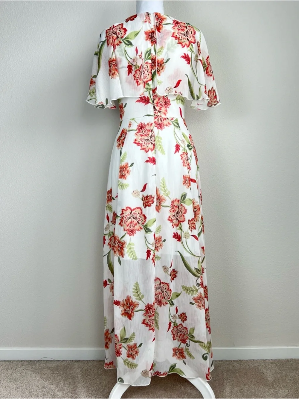 Enfocus Petite Fairy Floral Maxi Dress White Coral Romantic Easter Spring 4P - Picture 3 of 10